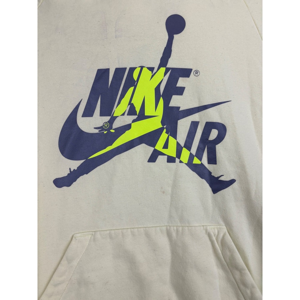 2000s Nike Air Jordan Jumpman Mens Large Yellow Fleece Pullover Raglan Sleeve - Picture 2 of 8
